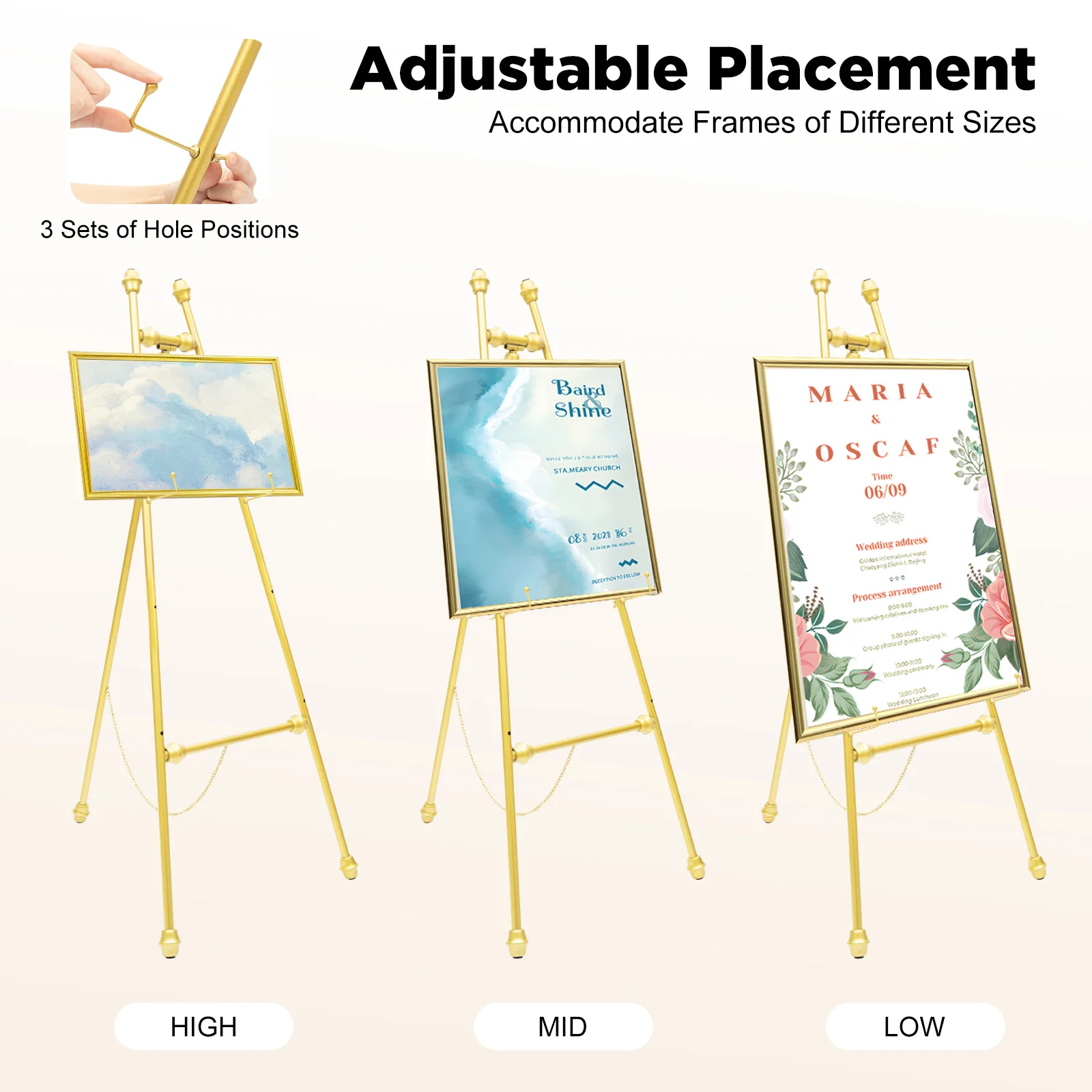 

50x118cm Wedding Easel Stand Roadway Wedding Stand Two Golden Wedding Welcome Photo Frame Display Stands for Celebrations