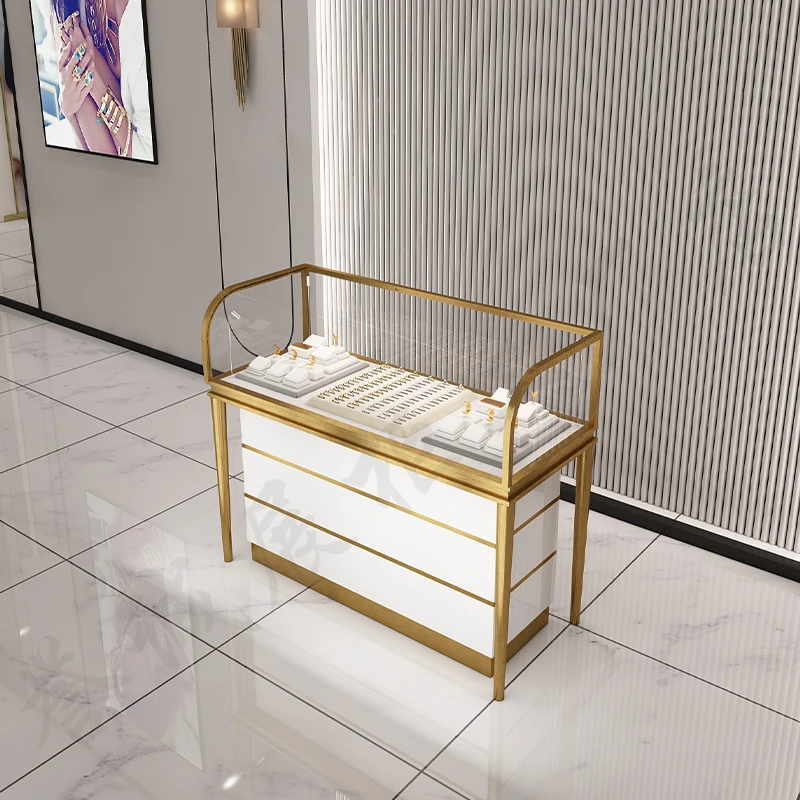 custom.Custom Designed Metal and Glass Jewelry Display Cabinet with LED Lighting Store Wall Display in Jewelry Stores