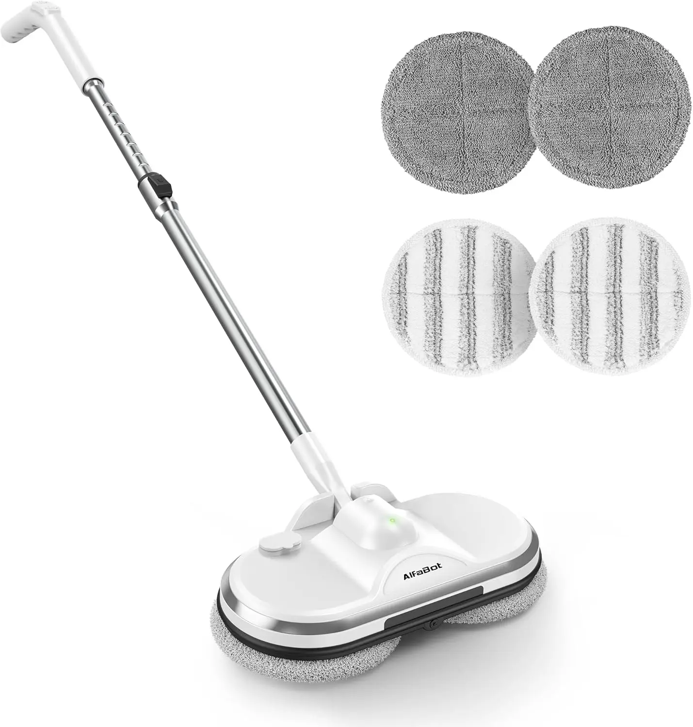 

Electric Spin Mop Cordless Rechargeable with Water Sprayer & LED Light for Hardwood Tile Floors Cleaning, Lightweight White