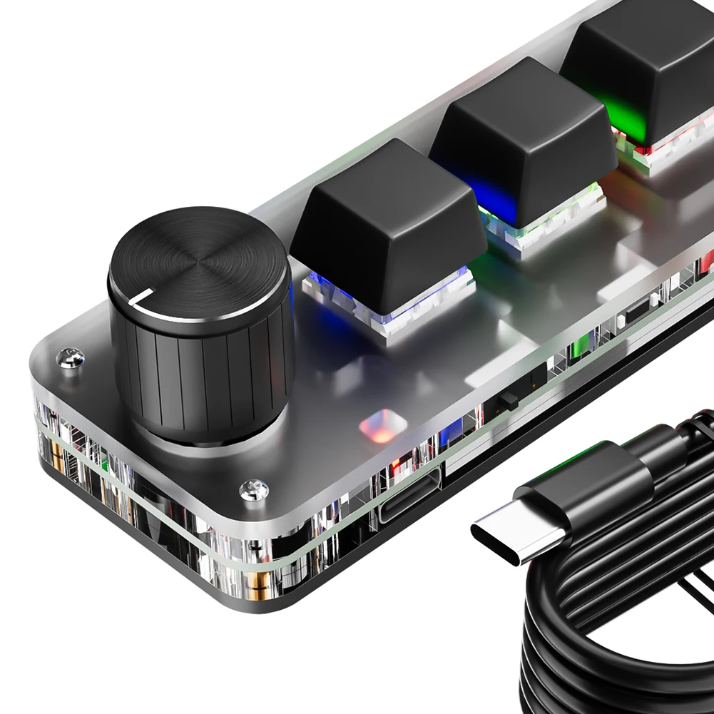 لوحة مفاتيح ميكانيكية صغيرة مخصصة متوافقة مع بلوتوث لوحة مفاتيح الألعاب القابلة للتبديل السريع 3 مفتاح 1 مقبض اختصار لوحة المفاتيح