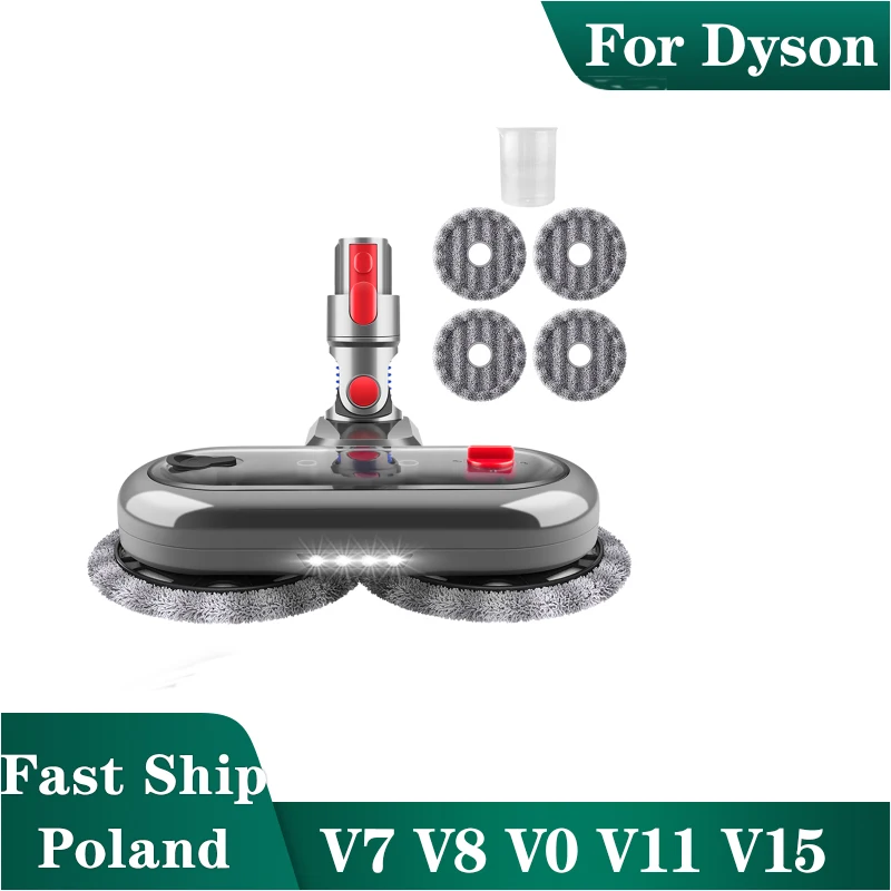 Tête de brosse pour aspirateur Dyson V7 V8 V10 V11 V15, accessoire de nettoyage avec réservoir d'eau, 6 chiffons de nettoyage