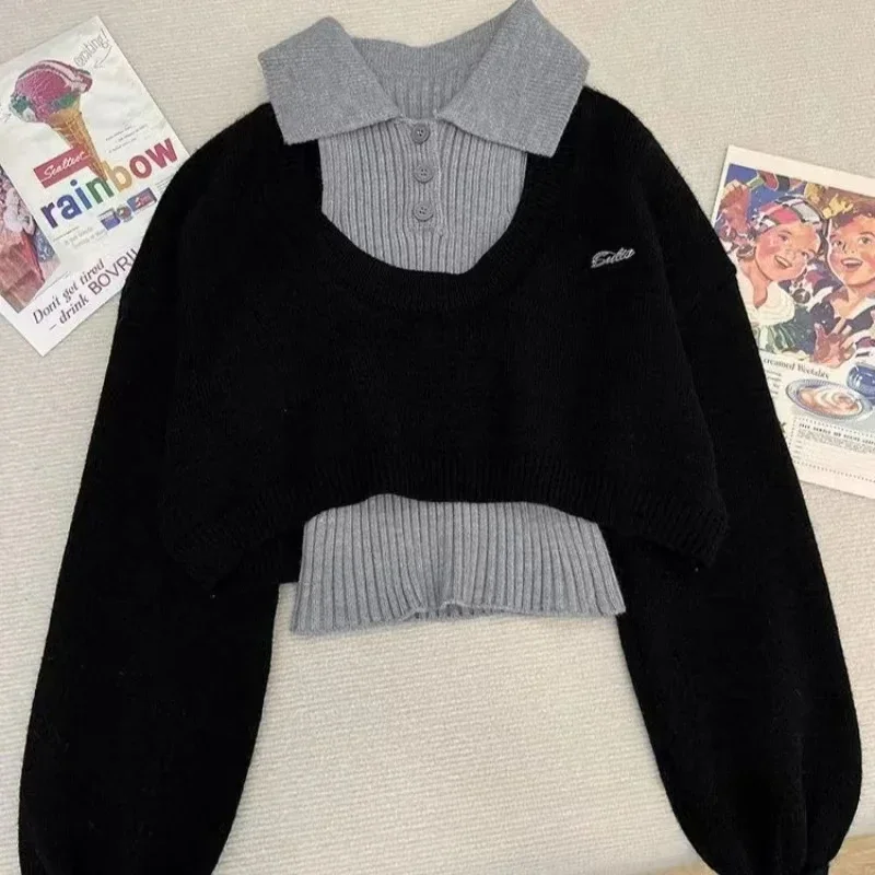 Three-piece Set Woman Tank Top Sweater Pleated Skirt Women's Clothes Y2k Vintage Suits Streetwear Harajuku Design Chic Skirt Set - Image 4