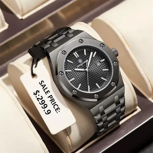 POEDAGAR, relojes de lujo para hombre, Reloj luminoso resistente al agua de acero inoxidable para hombre, Reloj de cuarzo informal con fecha y semana para hombre