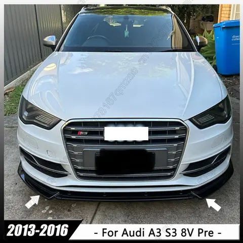 앞 범퍼 스포일러 Audi A3 S3 8V Pre-Facelift 2013-2016 TDI TFSI Saloon 외부 수리 용 하부 립 블레이드 스플리터 보호대