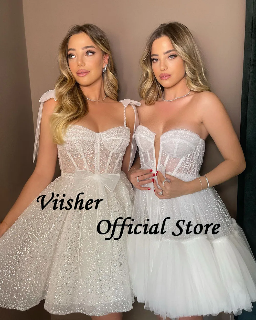 Abiti da festa di nozze corti in Tulle punteggiato bianco corsetto osseo abito da sposa A cuore una linea abiti da ballo da sposa fata