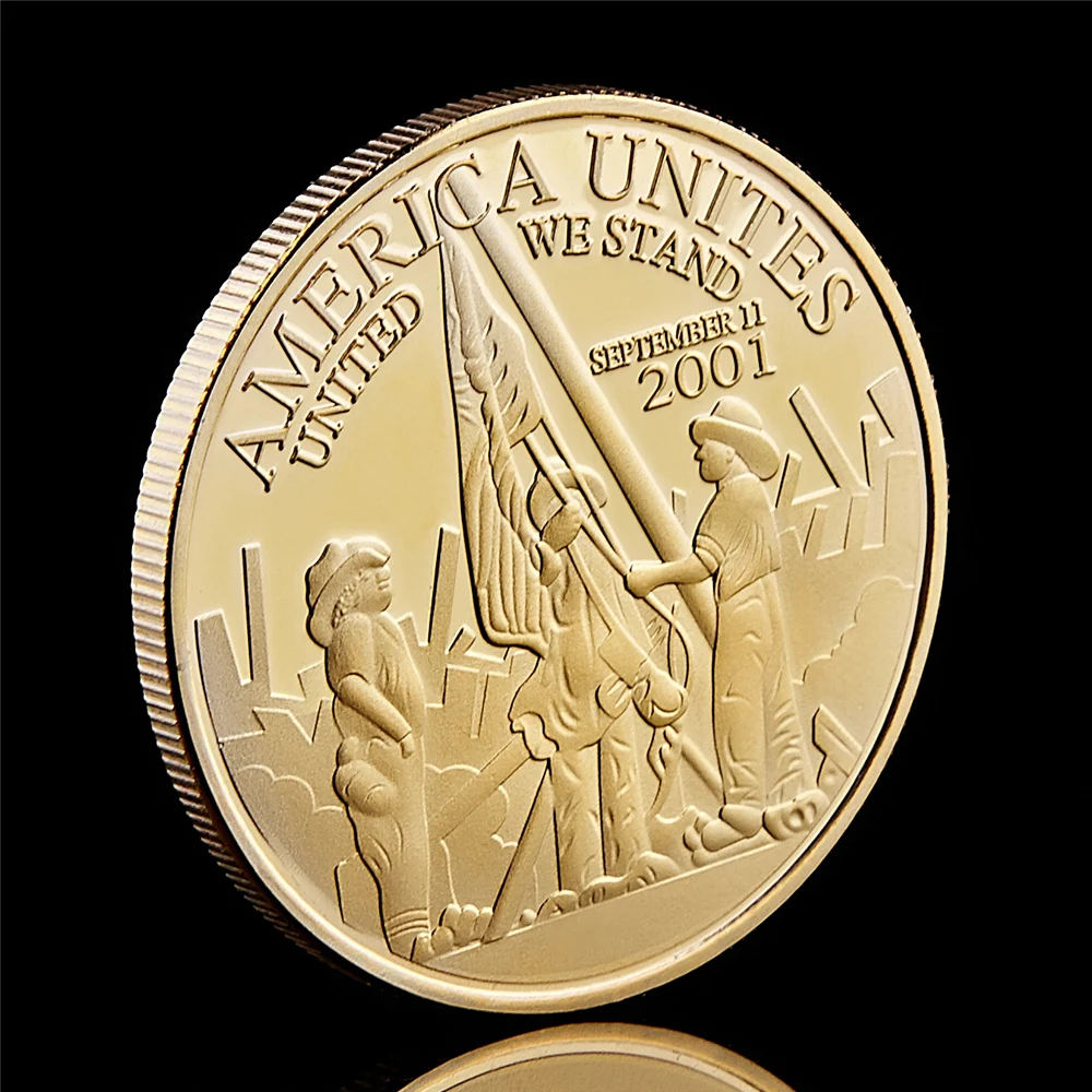 USA Freedom United We Stand 2001.9.11 Remember Attacks 1 World Trade Center Gold Recalling History Collectible Coin