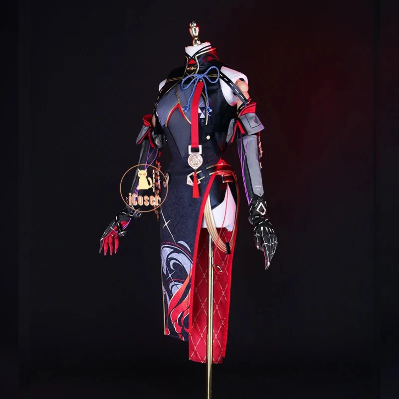 Wuthering Waves Yinlin Costume Cosplay Parrucca Abito Uniforme Cheongsam Orecchini Copricapo Jinzhou Huanglong Festa di Halloween per le donne