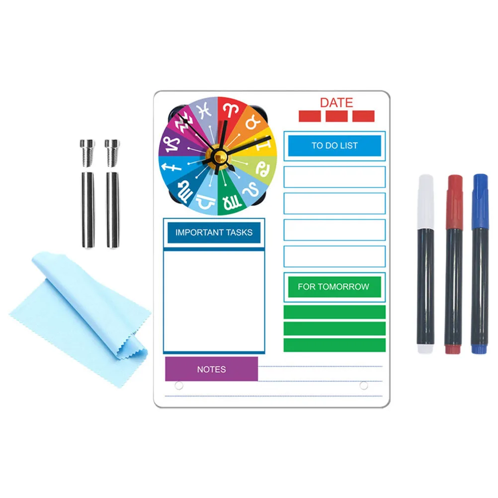 1 مجموعة سطح المكتب المفكرة ساعة مخطط مجلس الجاف محو الاكريليك منضدية مذكرة المنظم لأداة إدارة المنزل مكتب #2