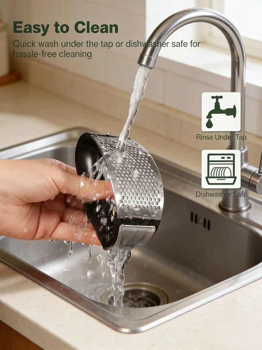 1PC Innovative Stainless Steel Garlic Press - Efficient Garlic Paste Maker Essential Kitchen Tool - Image 3