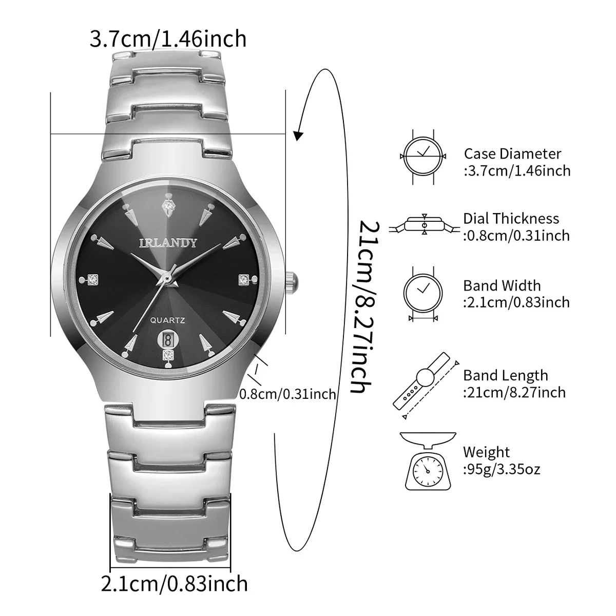 2PCS/Set Fashion Couple's Watches Luxury Steel Band Men Calendar Watch Women Quartz Wristwatch Clock Gift (Without Box)