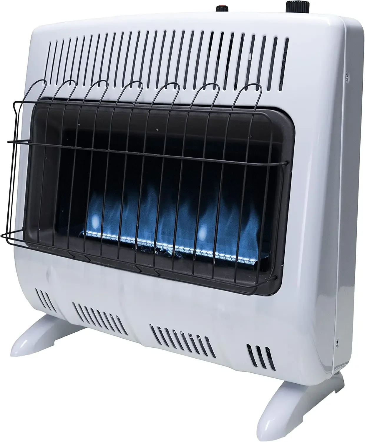 30,000 BTU Vent Free Blue Flame Natural Gas Heater - Wall Mount Space Heater For Cold Rooms, Sun-rooms, and more - White