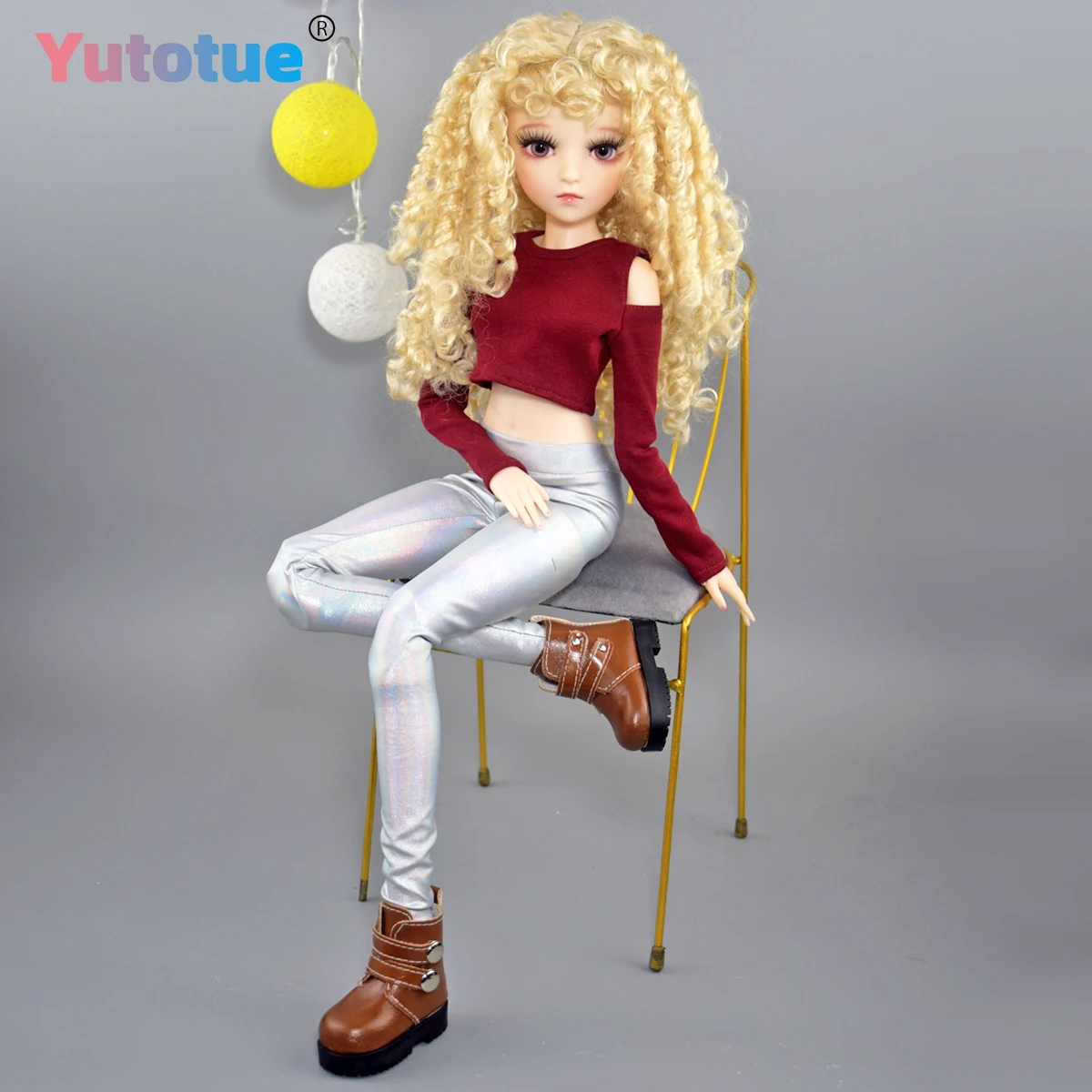 YUTOTUE 60cm Height Girl Doll Blonde Curly Wigs Clothes Pants Shoes Full Set 1/3 Scale BJD Doll Toy
