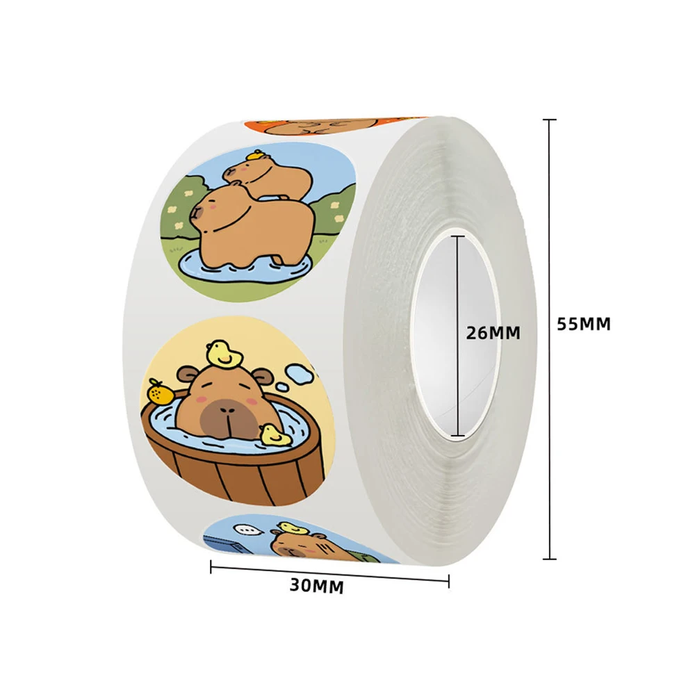 

500pcs/roll Cute Funny Capybara Cartoon Stickers Kawaii Animals Sealing Sticker Notebook Phone Case Graffiti Decals for Kids Toy