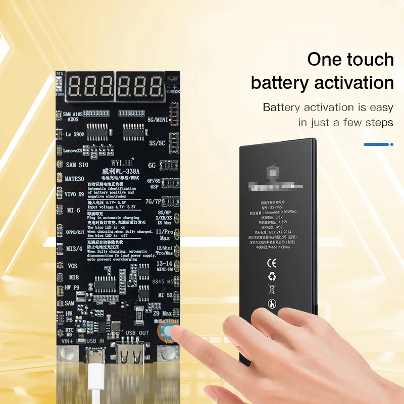 WYLIE WL-338A Battery Activated Detection Board Battery Fast Charge For Android & iPhone 5G-14 Pro Max One-click Activation