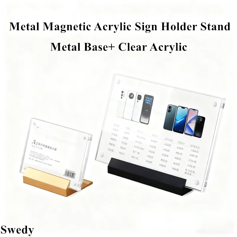 100x70mm / 120x80mm Aluminum Acrylic Poster Menu Holder Display Stands Photo Picture Frame Table Price Label Sign Holders