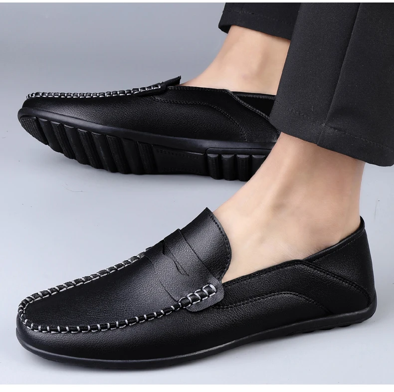 Herren-Slipper in Übergrößen, lässige Alltagsschuhe, neue Modelle für alle Jahreszeiten, weiche Sohle, Outdoor-Fahrerschuhe, weiße Schuhe, modische Schuhe für junge Leute, trendige Schuhe. – Detail 13
