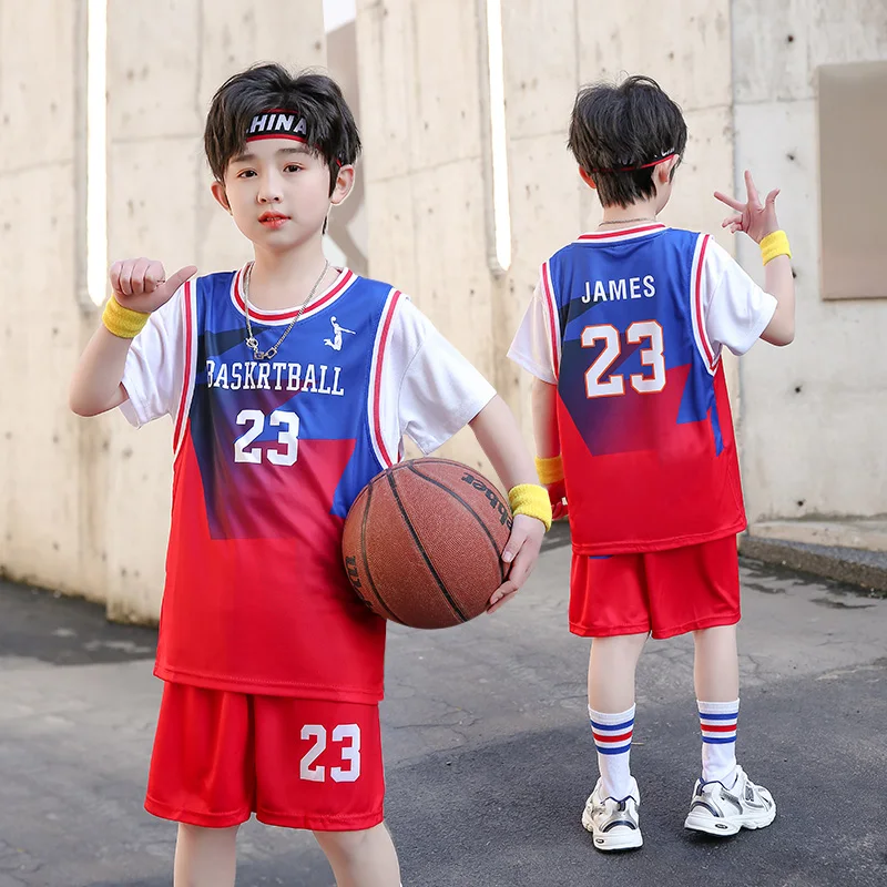 Camiseta deportiva cómoda de secado rápido para niños y niñas, chándal de baloncesto, uniformes deportivos de entrenamiento de moda