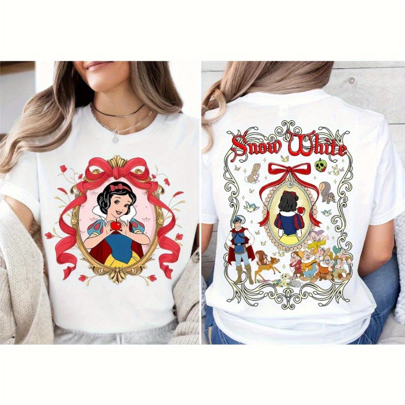 

Disney Snow White Printed T-shirt Round Neck Casual Top Suitable for Summer and Spring, with Comfortable and Soft Fabric