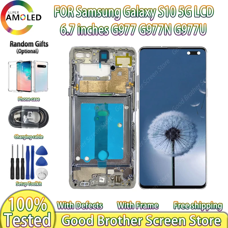 6.7\'\' Super AMOLED Display For Samsung Galaxy S10 5G G977 G977F G977U LCD+Touch Screen Digitizer replacement panel