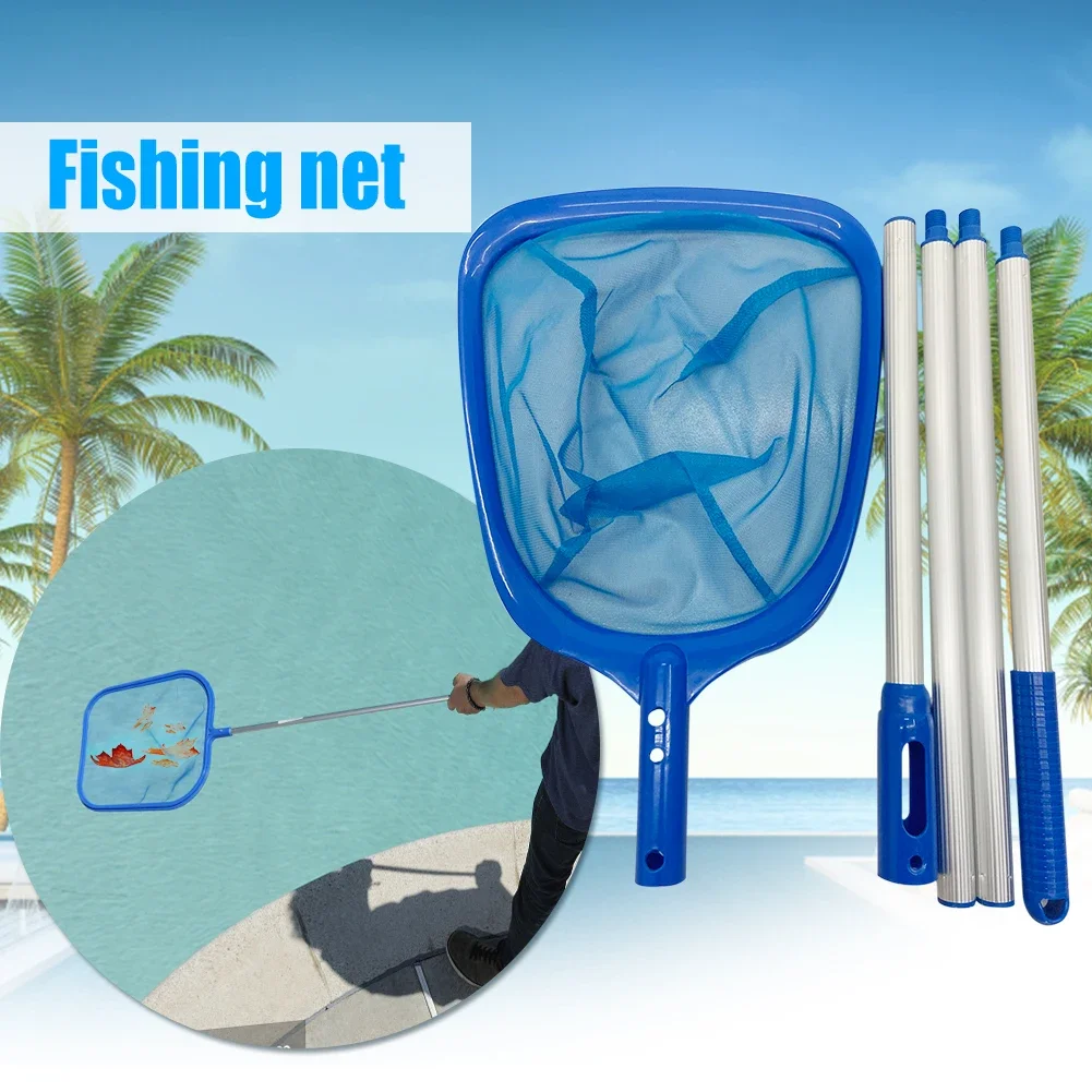 Swimming Pool Sweeping Net Detachable Telescopic Rod Pool Skimmer Fish Pond Cleaning Filter Mesh Surface Pool Pond Clean Tool