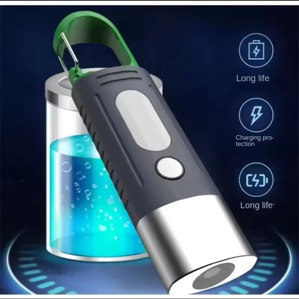 ضوء تحذير أحمر أزرق مصباح يدوي زوومابلي مقاوم للماء خطاف محمول شعلة فائقة السطوع 6 ساعات من عمر البطارية وضع سبعة سرعات #4