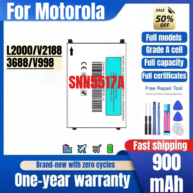 

SNN5517A for Motorola L2000/V2188/3688/V998 Phone Battery High Quality High Capacity Replacement Bateria Grade A Cell with Tools