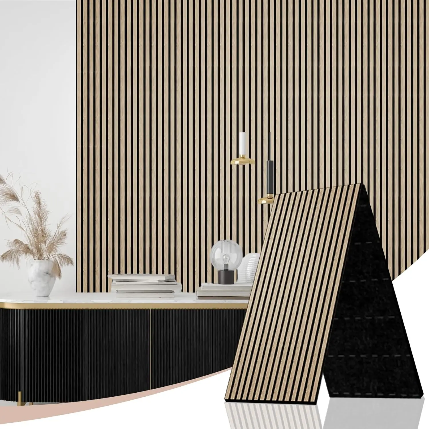 

Wood Slat Wall Panels，Folded 2 Pack - 47.2" X 23.6" X 0.7", Fluted Acoustic Wall Panels