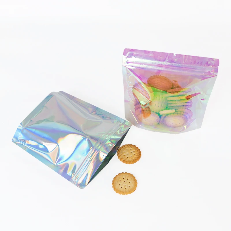 LBSISI Life,Laser Small Candy Snack Cookie Baking Biscuit Plastic Zipper Transparent Bags For Chocolate Packing Gift Bag