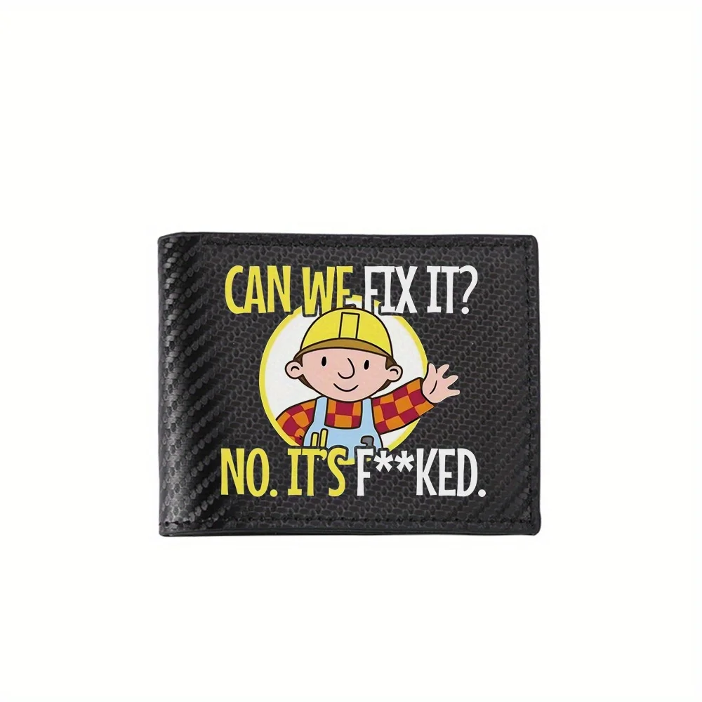 

Мужские кошельки Bob the Builder, круглый круг и текст, простые деловые, современные, стильные, с принтом, подарки для отца, парня Ch