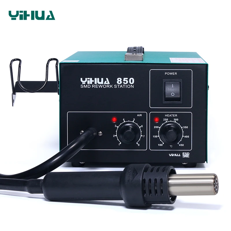 YIHUA 850 3 Nozzles Lead free Hot Air Soldering Station SMD Rework Station With Heat Gun