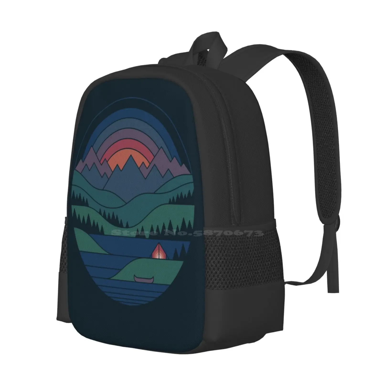 The Lake At Twilight School Bags For Teenage Girls Laptop Travel Bags The Paper Crane Rick Crane Thepapercrane Sunset Sunrise