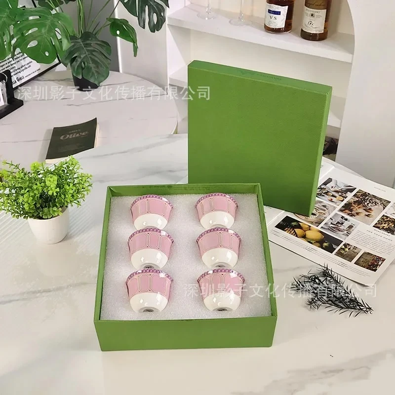 

New European Swan Six Small Teacups Exquisite Bone Porcelain Banquet Wedding Gift Cup High end Simple Teacup