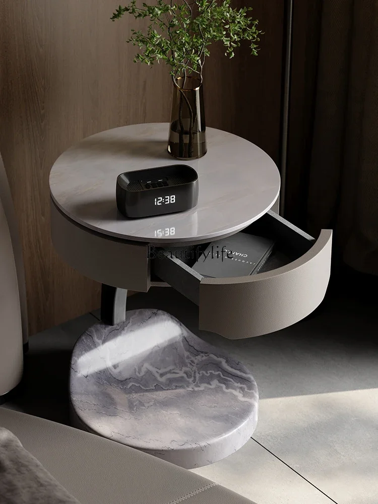 

yj5Italian Minimalist Bedside Table Side Table Villa Light Luxury Bedside Table