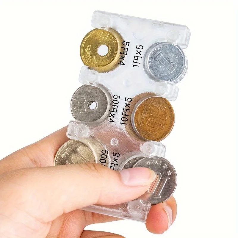 Mini Portable Coin Organizer, Portable Plastic Coin Holder, Multi-Slot Japanese & Korean Currency Storage, Money Management