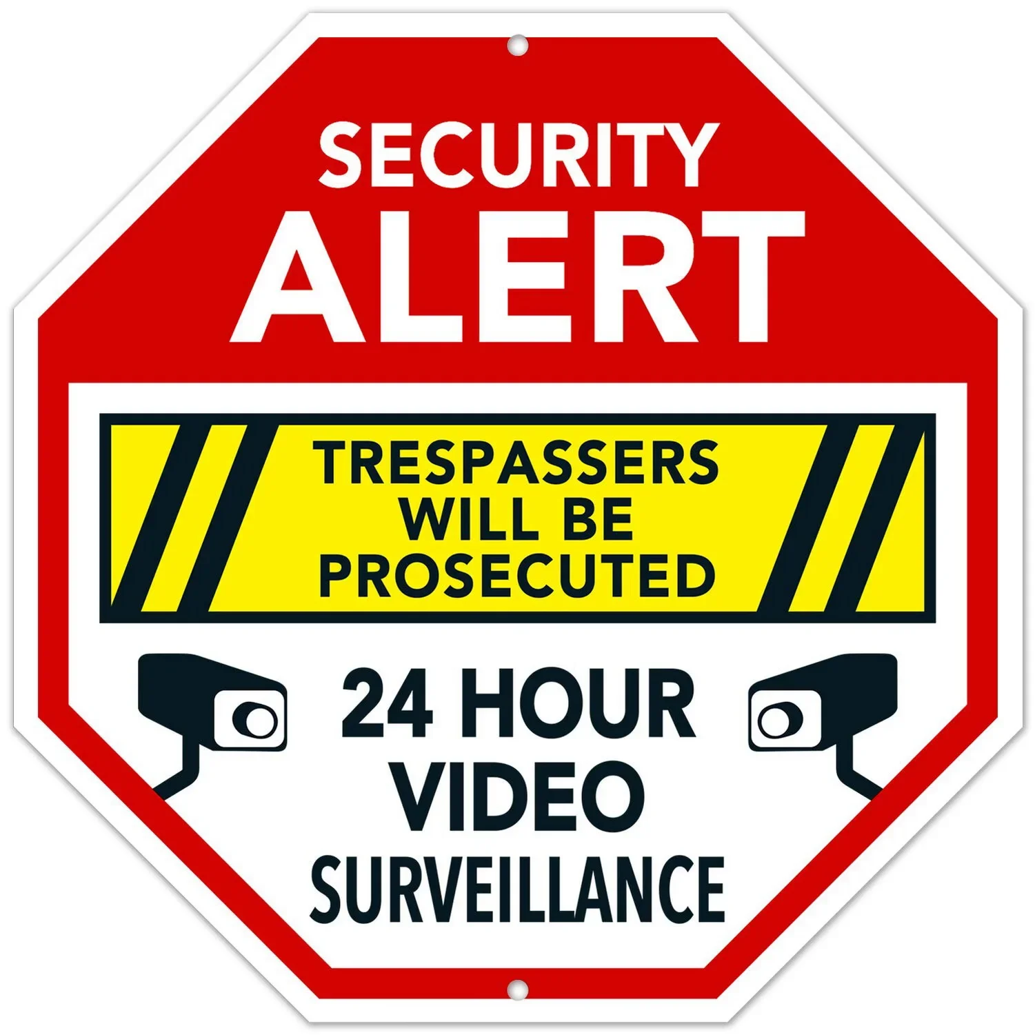 Video Surveillance Sign Security Warning Reflective Metal Tin Signs Indoor or Outdoor Use for Home Business CCTV Security Camera