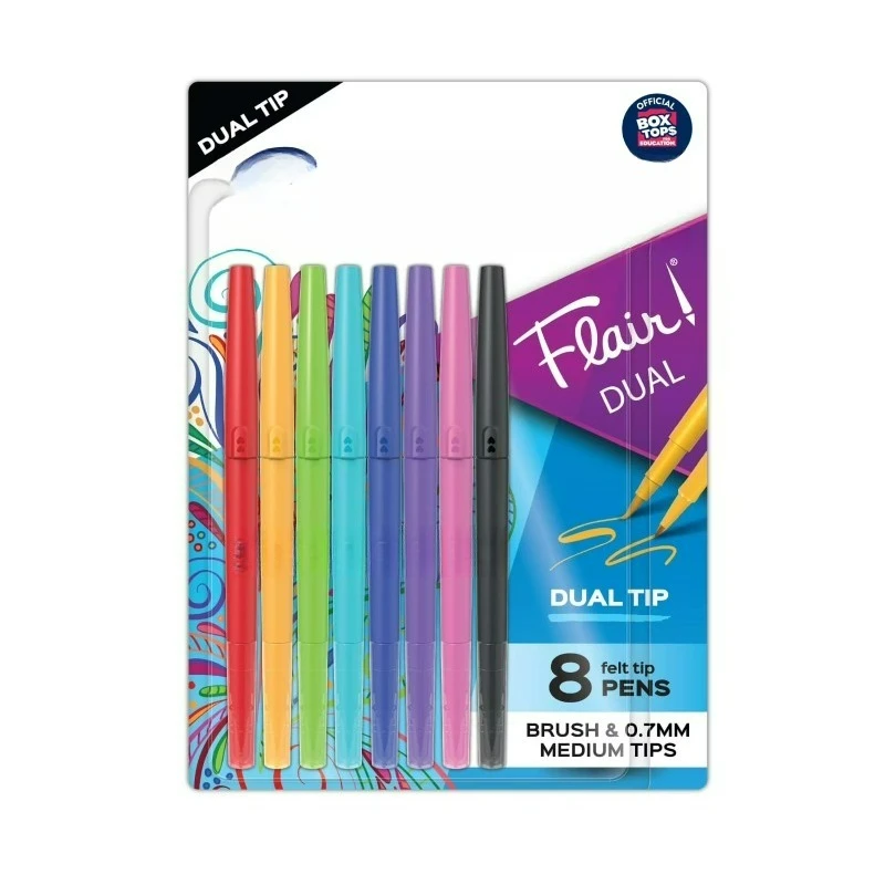 

Ручки-линеры Flair DUAL с фетровыми наконечниками # Набор кистей Teacher Choice, средние кисти, разные цвета, 8 штук
