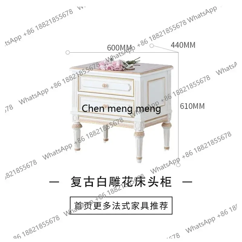 K153  K153  French leather bed blue soft bag buckle hand-painted villa solid wood furniture master bedroom, double bed