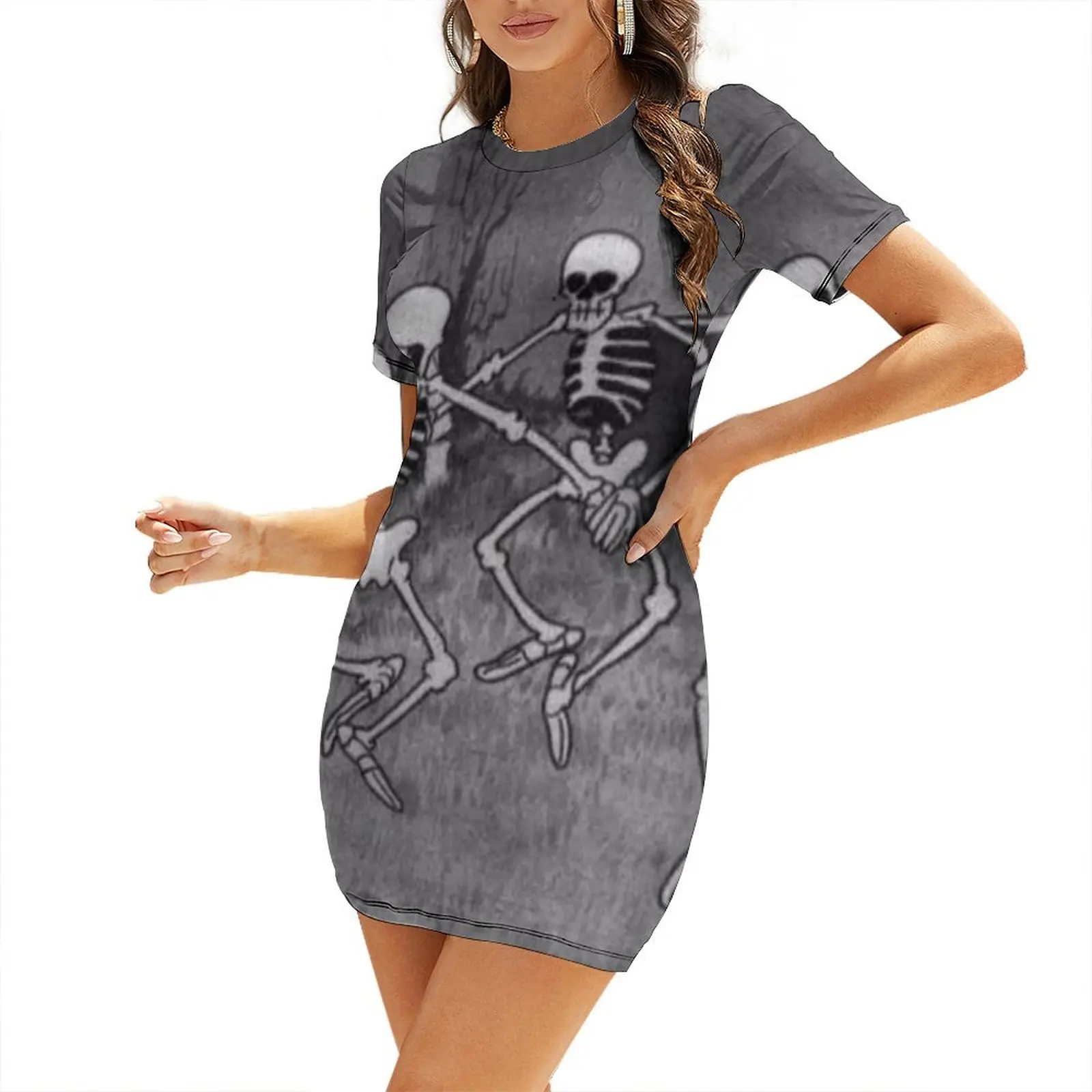 

Old Cartoon Dancing Skeletons Short-Sleeved Dress dresses women summer 2025 party dress women elegant luxury Dress