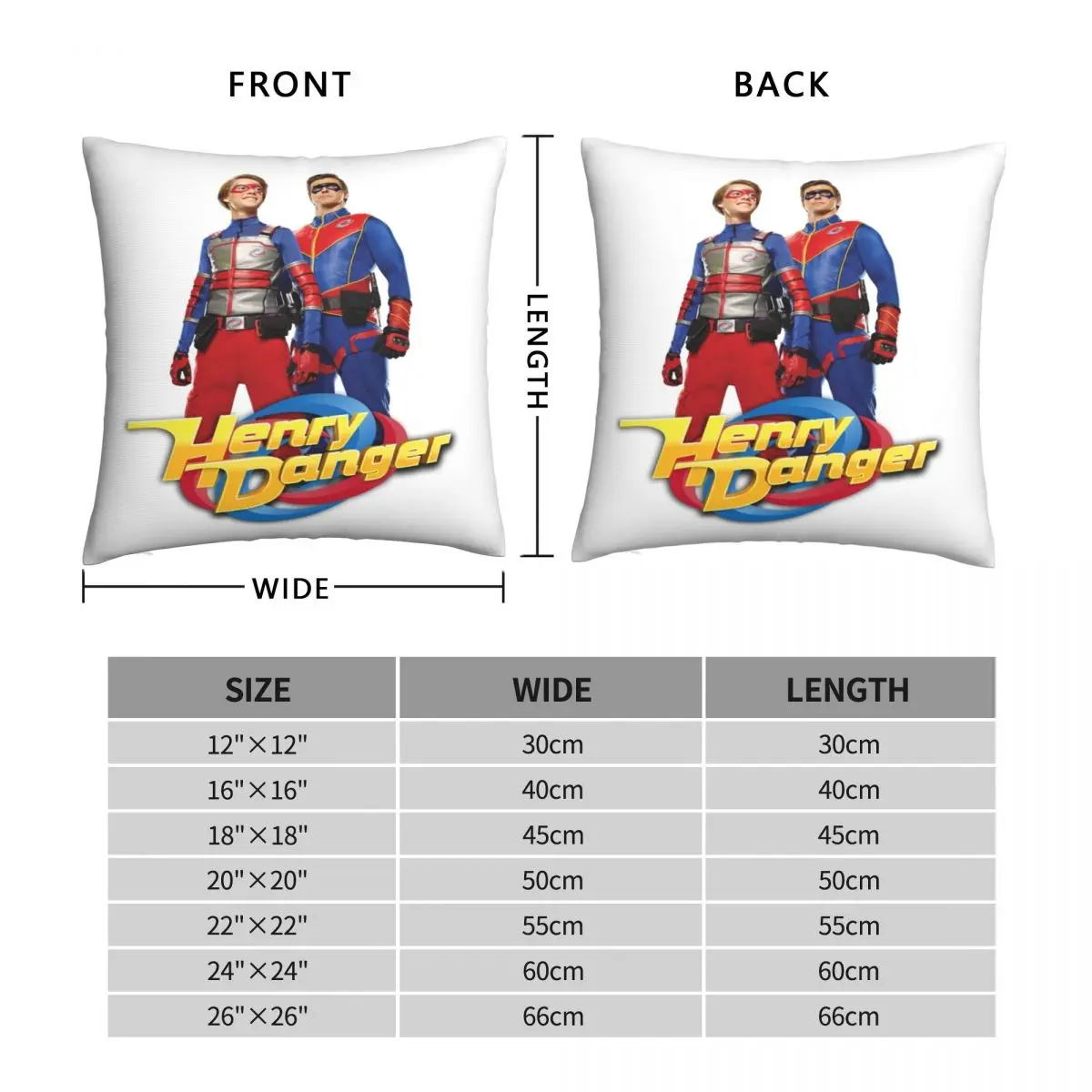 Henry Danger Heroes Square Pillowcase Polyester Linen Velvet Creative Zip Decor Pillow Case Car Cushion Cover