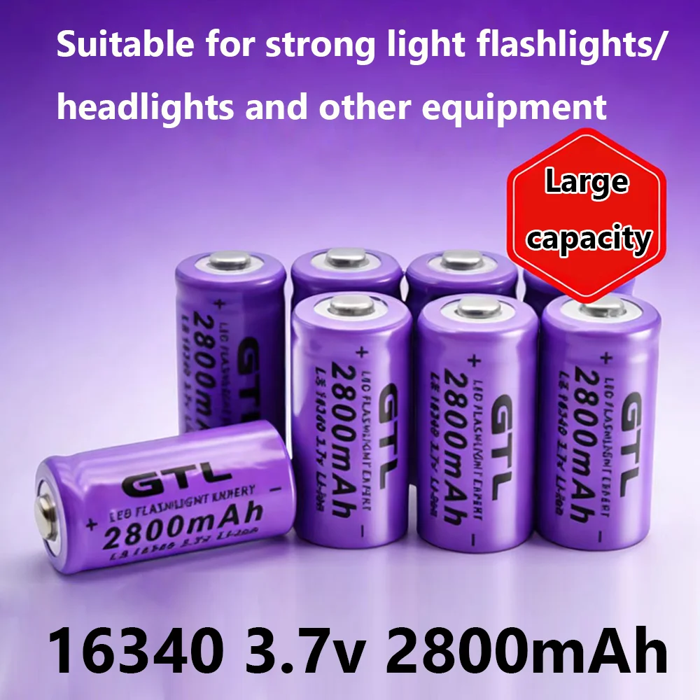 

2800mAh 3.7V Li-ion Rechargeable 16340 Batteries CR123A Battery for LED Flashlight Travel Wall Charger 16340 CR123A Battery