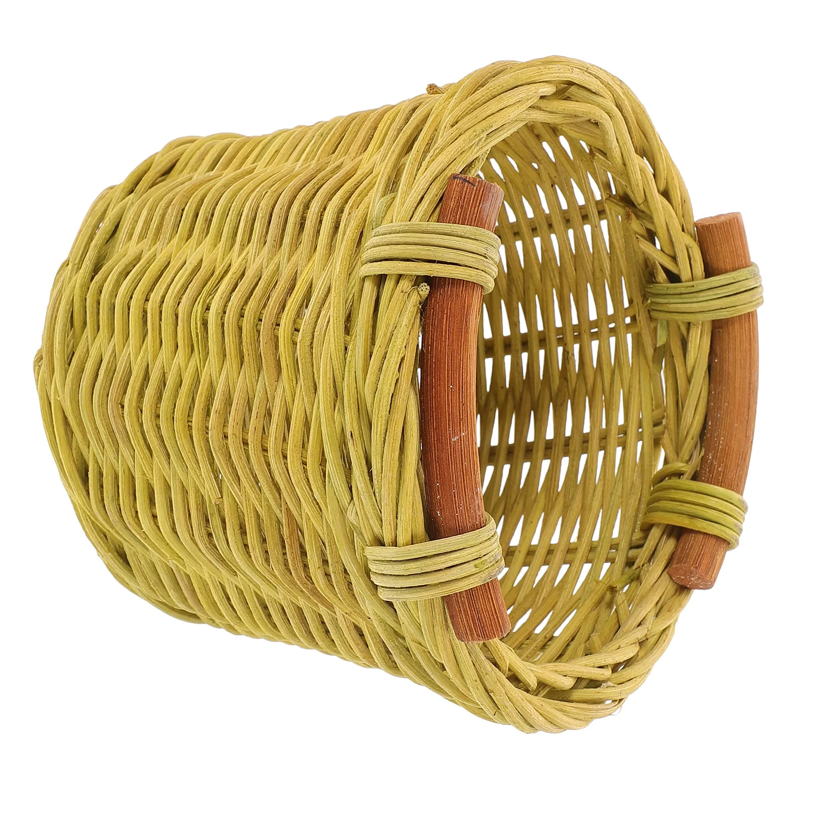 

Handwoven Storage Basket Imitation Rattan Durable Rustic Picnic Flower Basket Multi-Function Sundries Snacks Organizer