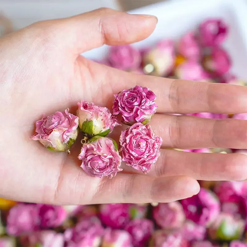 Original Handmade Super Fairy Forest Series Real Dried Flower Semi-finished Earring Accessories Rose Rose Diy Drip Glue