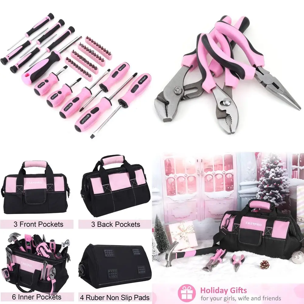 

Complete 220-Piece Women's Home Repair Tool Set with 12-Inch Spacious Storage Bag