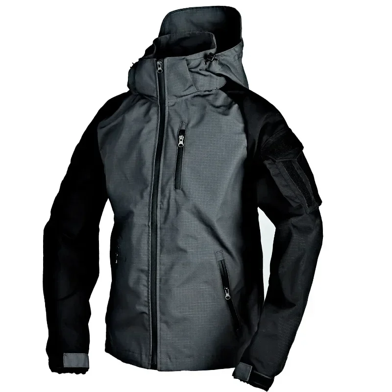 

Outdoor Tactical Windbreaker Jacket Men Wear Resistant Hooded Coat Spring Autumn Multi-Pocket Bomber Camping Hiking Jacket