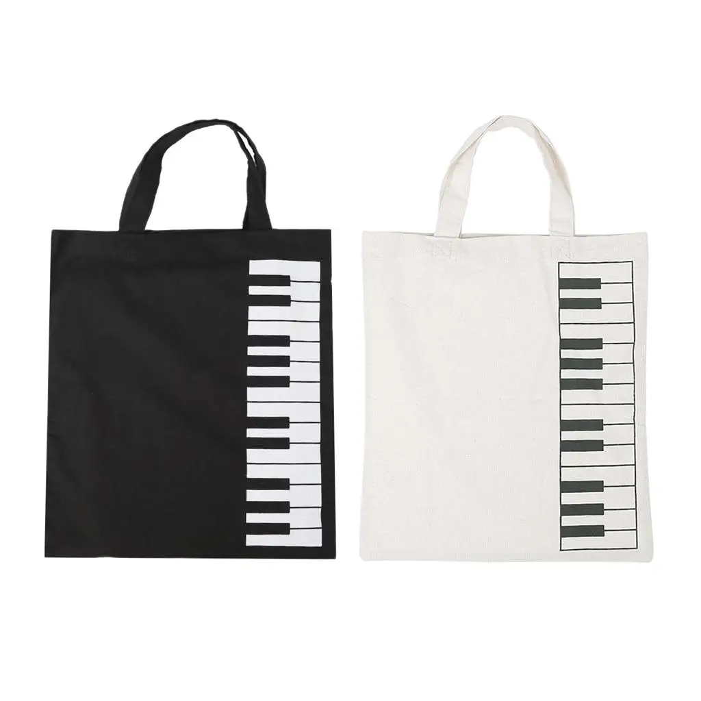 Women' Shoulder Handbag Cute Piano Keyboard Notes Printed Tote Bag