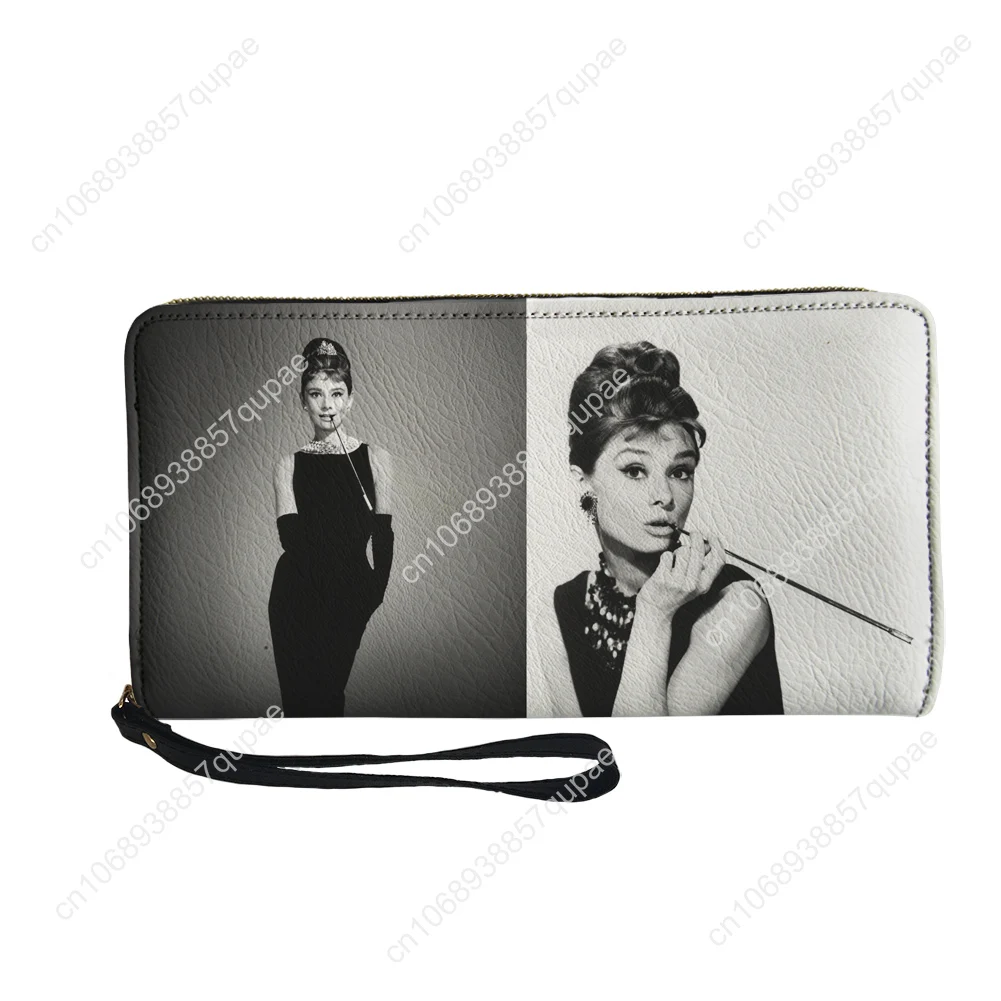 Audrey Hepburn Movie Star Custom Wallet Purse Mens Womens Teenagers Zipper Long Wallets Double Print  Portable Wallet Gift Bag