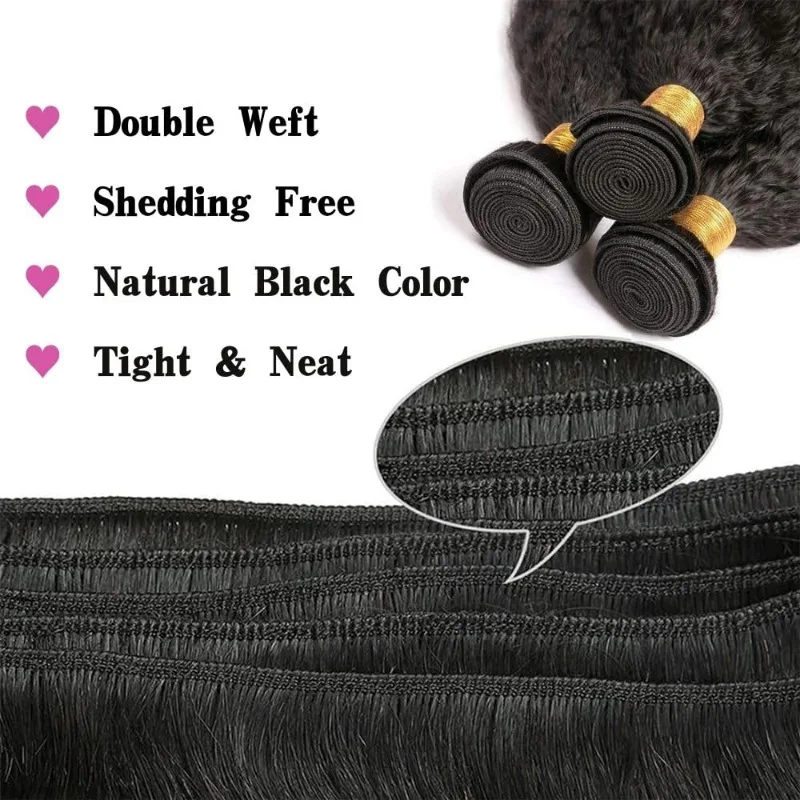 8-28 Zoll Naturfarbenes Kinky Straight Echthaar-Bündel 100g/Stück Brasilianisches Jungfrauenhaar Doppelt gewebte Haarverlängerungen – Detail 4