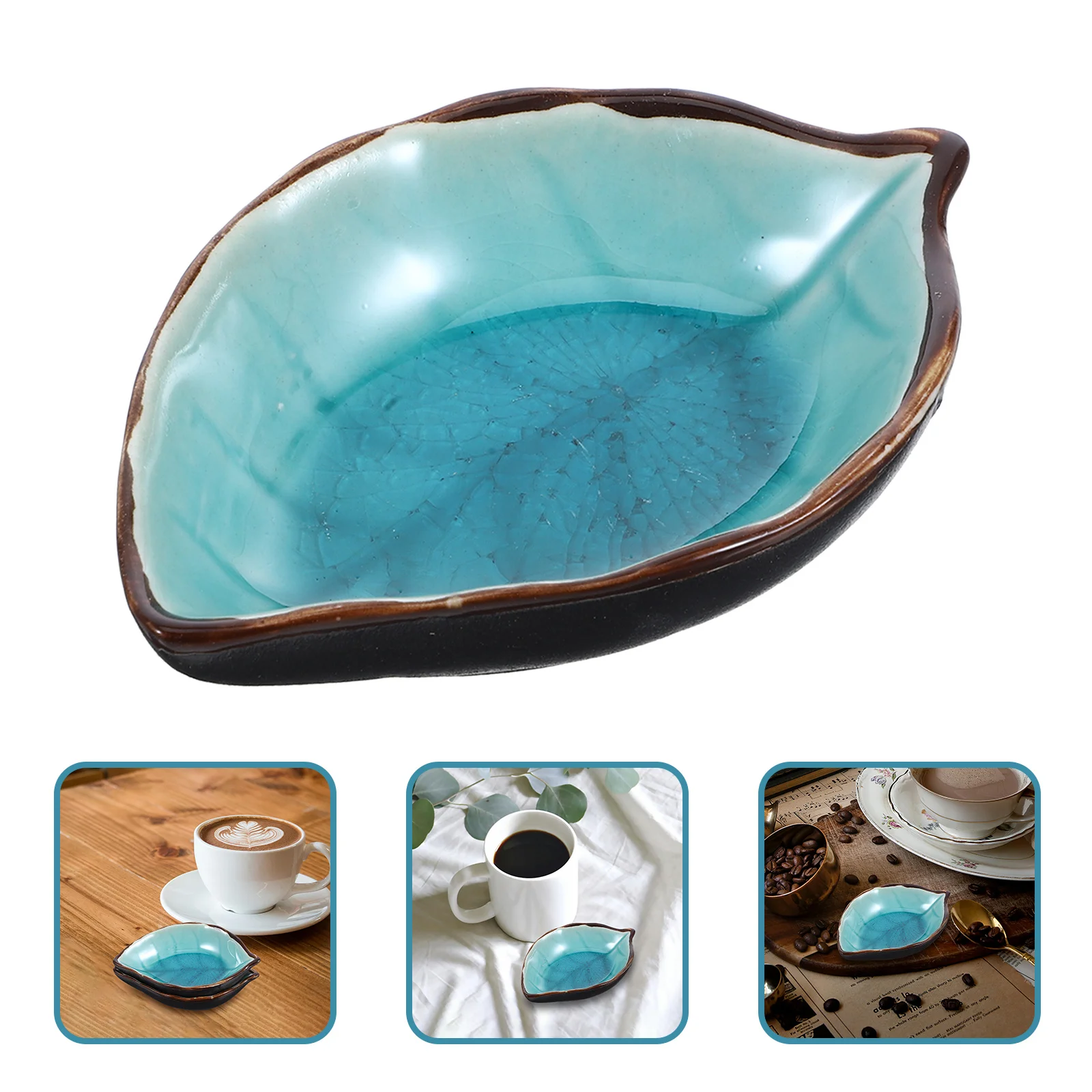 

2 pcs Leaf Shaped Ceramic Holder For Stovetop Kitchen Utensil Rest Coffee Station Farmhouse Spoon Rest Cooking Spoon Organizer