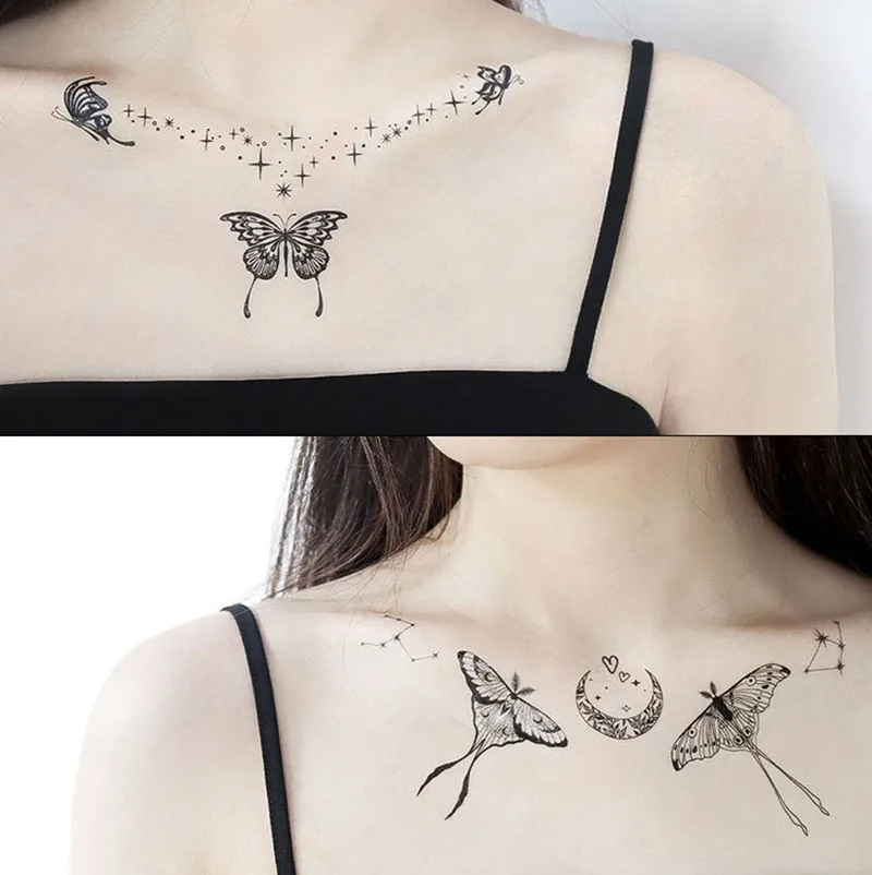 7Pcs Stylish Styles Realistic Butterfly The Stars Temporary Waterproof Tattoos Long Lasting Semi Permanent Tattoo asy to Apply