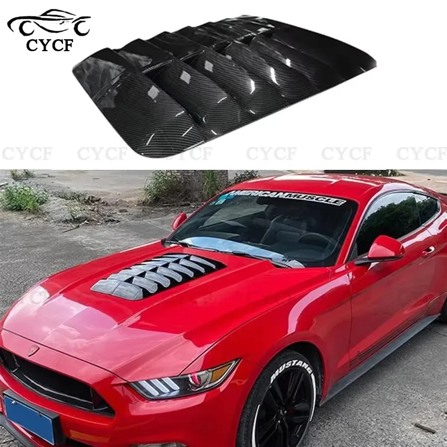 For Mustang Hood Cover Bonnet Carbon Fiber GT500 Style Hood Trim Body Kit Fit for Ford Mustang 2015-2021 upgrade body kit